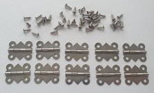 10x Small Silver Hinges for Door Wooden Box Chest Craft DollHouse DIY Hinge