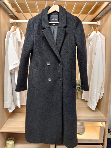 Monki coat black wool blend - black,