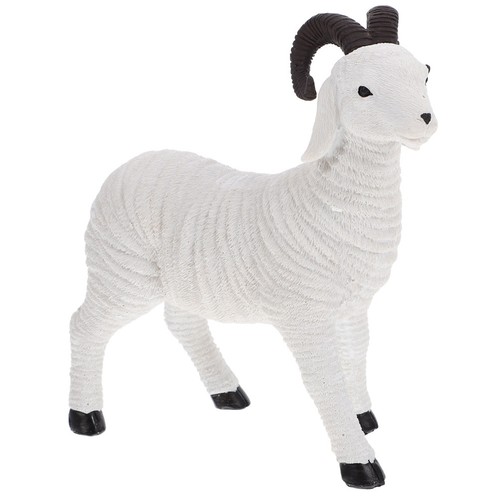 White resin goat statue - white,