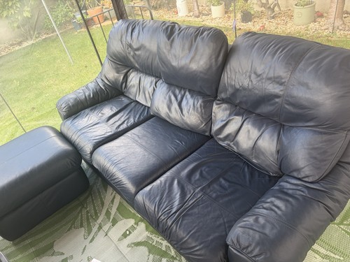 Leather sofa seater - sofa, navy