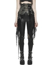 Devil Fashion Goth Dieselpunk Cincher Corset Half Skirt Grey Black Faux Leather