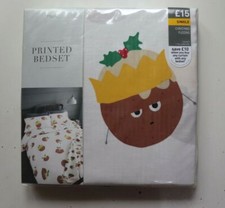 NEXT CHRISTMAS PUDDING BEDSET BEDDING DUVET COVER PILLOWCASE SET KIDS SINGLE