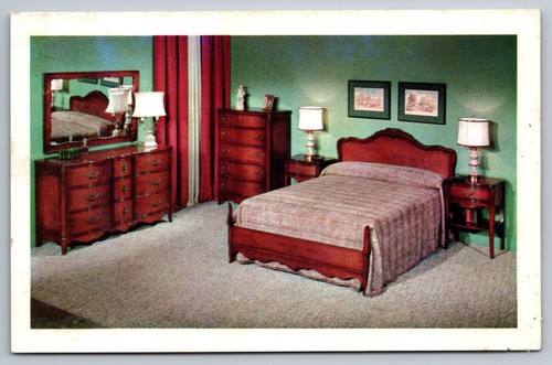 Postcard c1950s bedroom - postcard,