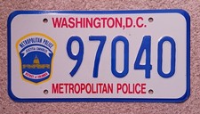 1997 Washington DC Metropolitan Police License Plate 97040 New Old Stock Nice!!!