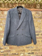 Harris Tweed Jacket Size 42R In Blue/Grey Herringbone New Without Tags