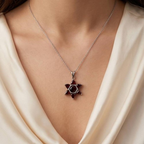 Sterling silver garnet - silver,