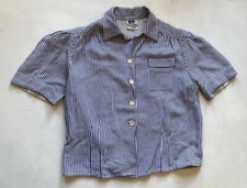 Vtg 1940s Womens CC41 Marked Pinstripe Linen Blouse Shirt Top WW2