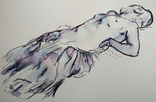 Ink drawing female nude