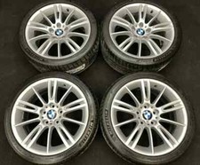 Genuine Staggered BMW MV3 Alloy Wheels 18" E90 E91 E92 E93 Silver +NEW TYRES