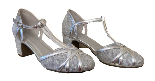 Dolores silver low block heel - low,