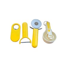 IKEA STAM Peeler bottle opener Pizza cutter measuring spoons off white & yellow