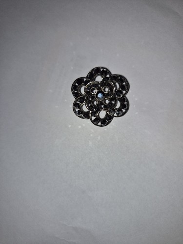 Dark metal floral brooch - dark,
