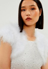 Coast Cropped Feather Bolero Off White, Size M/L Worn Once RRP £99