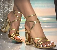Elegant Golden Strap High Heel