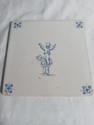 Antique delft tile boys - antique,