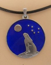 Moon Gazing Hare Disc Pendant
