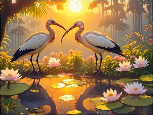 Tile mural great ibises - great,