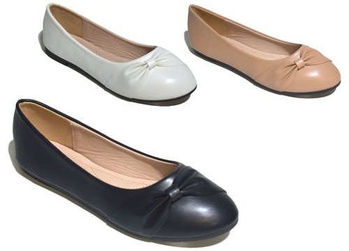 Ladies black ballerina shoes - black,