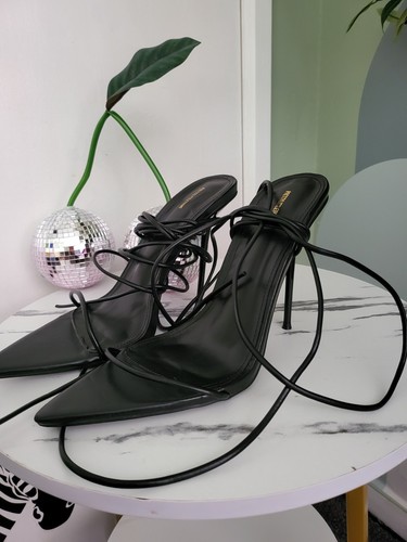 Black strappy heeled sandals - black,