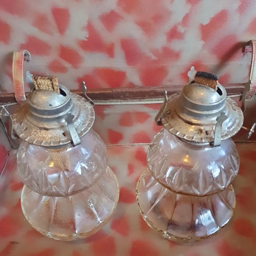Pair vintage glass - of, oil