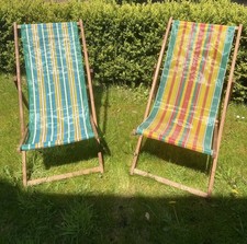 Pair Vintage Deck Chairs