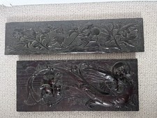 17th Century Oak? Carved Wooden Panels Unusual Antique Dragon Owl