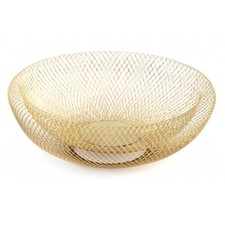 CONTEMPORARY BOHO GOLD MESH ROUND FRUIT BOWL NEW WITH TAGS