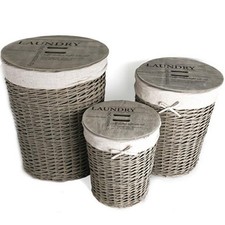 WICKER LAUNDRY BASKET WITH LID