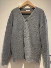 Grey V-Neck Mohair Cardigan -