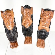 Three Wise Monkeys Wood Carved
