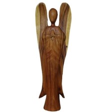 Hand Carved Wooden Beautiful 1 Metre Tall Angel Sculpture. Floor Standing.