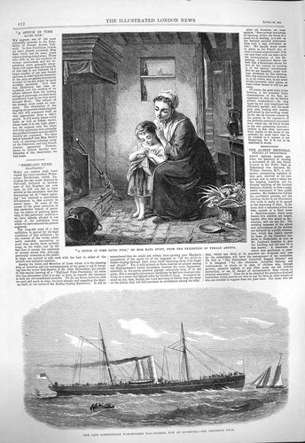 Original old antique print - old,