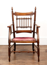 Secessionist Style Bentwood Chair W/ Turned Finials And Decorative Supports
