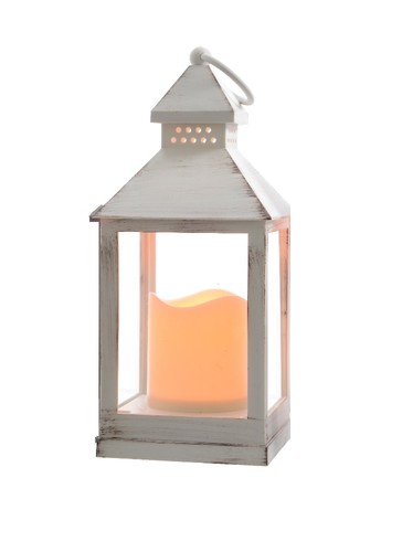 White led candle lantern - white,