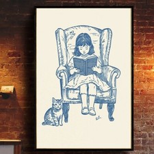 Young Girl Reading Book On