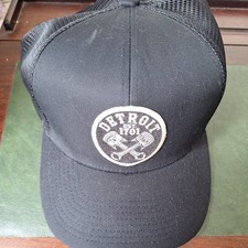 Detroit Crossed Pistons Black Flex-Fit Pacific Fusion Trucker Cap Motor City Hat