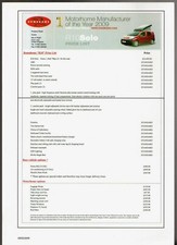 Romahome R10 Solo Citroen Nemo Caravan Price List 2009 UK Single Sheet Brochure 