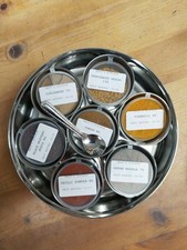 Authentic Spice Tin Indian Masala Dabba 7 Spices Storage Box WITH SPICES