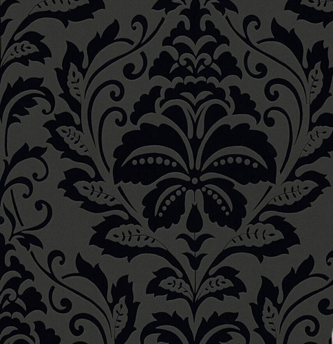 Creation black flock floral - black,