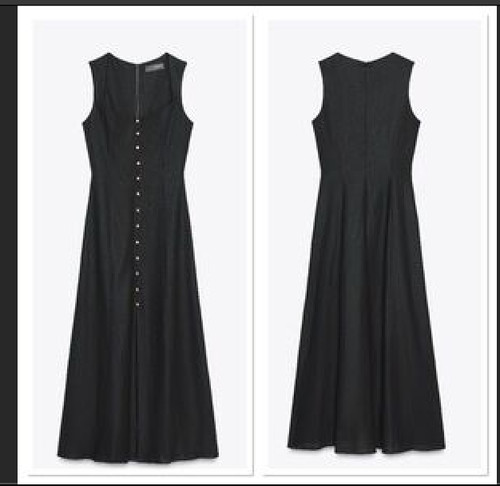 Zara black midi linen - , dress