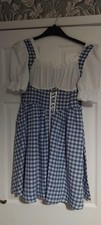 dirndl Octoberfest Dress Size L 14 Blue White  New