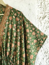 Pure Silk Kaftan Green Long