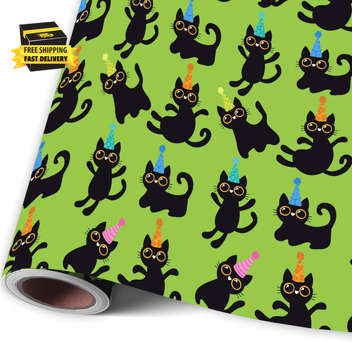 Birthday cat wrapping paper - cat,