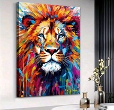 Vibrant Colourful Lion Canvas