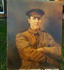 1916 WW1 oil painting, Sergeant in the Civil Service original by  Marie Selwyn,