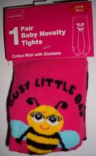 Cute Baby Girls Dark Pink Tights with 'Busy Little Bee' Logo & Picture on Back