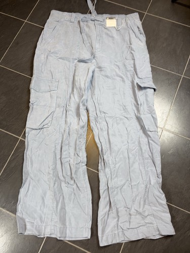 Light blue linen trousers - blue,