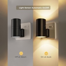 Night Light Plug Into Wall 3000K Shine Up and Down Night Light Dimming Wall Lamp