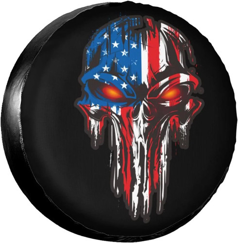 American flag skull spare tire - flag,