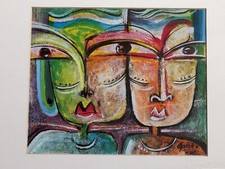 Contemporary Original abstract acrylic painting signed by Aptika Bali portrait